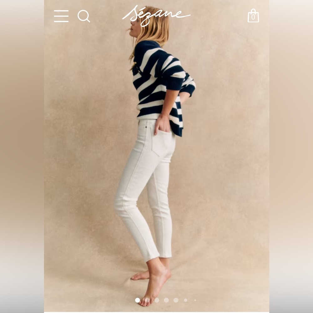 BNWT Sezane Slim Parfait Ecru Skinny Jean FR34